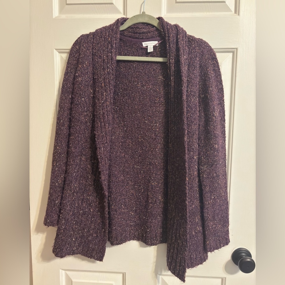 Charter Club women’s purple knit open cardigan -size small-great condition